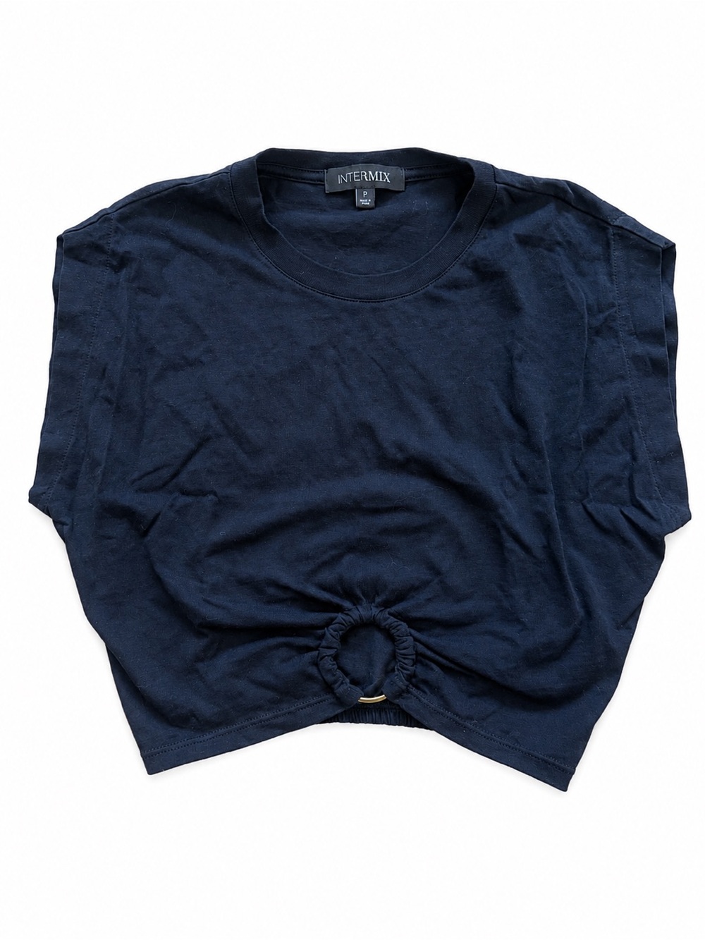 INTERMIX Black Ring-Detail Cropped Tee
